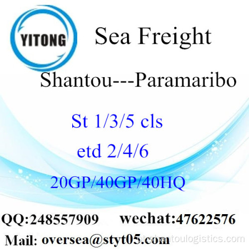 Shantou Porto Mar transporte de mercadorias para Paramaribo